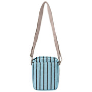 Borsa a tracolla in tela riciclata Roka Bond - Striscia blu