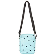 Borsa a tracolla in tela riciclata Roka Bond - Cuori blu/blu