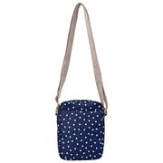 Borsa a tracolla in tela riciclata Roka Bond - Pois blu scuro