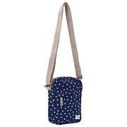Borsa a tracolla in tela riciclata Roka Bond - Pois blu scuro