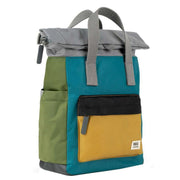 Roka Canfield B Small Creative Waste Colour Block Recycled Nylon Backpack - Blue/Grey/Yellow