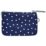 Portafoglio piccolo in tela riciclata Roka Carnaby - Pois blu scuro