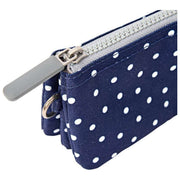 Portafoglio piccolo in tela riciclata Roka Carnaby - Pois blu scuro