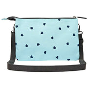 Borsa a tracolla Roka Carnaby XL in tela riciclata - Cuori blu/blu