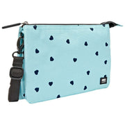 Borsa a tracolla Roka Carnaby XL in tela riciclata - Cuori blu/blu