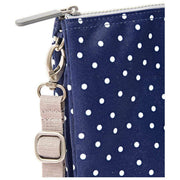 Borsa a tracolla Roka Carnaby XL in tela riciclata - Pois blu scuro
