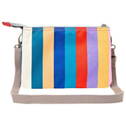Borsa a tracolla Roka Carnaby XL in tela riciclata - Strisce larghe multicolore