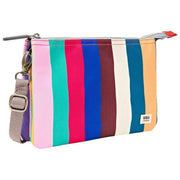 Borsa a tracolla Roka Carnaby XL in tela riciclata - Strisce larghe multicolore