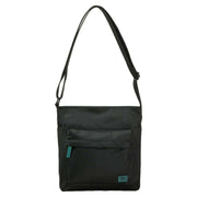 Roka Kennington B Medium All Black Recycled Nylon Crossbody Bag - Black/Teal