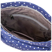 Borsa a tracolla media in tela riciclata Roka Kennington B - Pois blu scuro