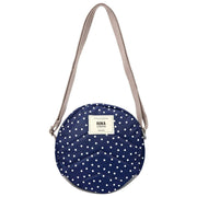 Borsa a tracolla in tela riciclata Roka Paddington B - Pois blu scuro