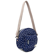 Borsa a tracolla in tela riciclata Roka Paddington B - Pois blu scuro