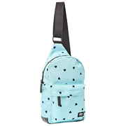 Borsa a tracolla grande Roka Willesden B in tela riciclata - Cuori blu/blu