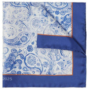 Fazzoletto da taschino con motivi cachemire Simon Carter 40° anniversario - Bianco/Blu