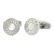 Simon Carter Petal Polished Cufflinks - Silver/White