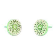 Ti2 Titanium Floral Print Stud Earrings - Green