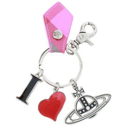 Vivienne Westwood Saffiano Printed I Love Orb Keyring - Candy Tartan Pink