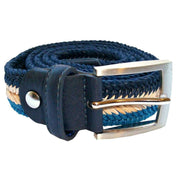 Bassin and Brown Arrow Chevron Woven Belt - Navy/Beige/Blue