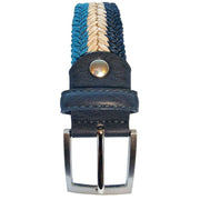 Bassin and Brown Arrow Chevron Woven Belt - Navy/Beige/Blue