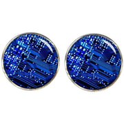 Bassin and Brown Circuit Board Cufflinks - Blue