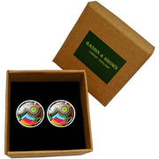 Bassin and Brown Geometric Swirl Cufflinks - Multi-colour