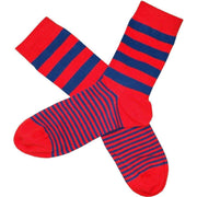 Bassin and Brown Graded Multi Striped Socks - Red/Blue