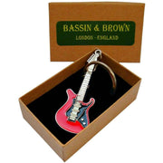 Bassin and Brown Guitar Key Ring - White/Red