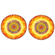 Bassin and Brown Kaleidoscope Flower Cufflinks - Yellow/Orange