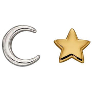 Beginnings Moon and Star Stud Earrings - Yellow Gold/Silver