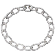 Beginnings Textured Link Charm Carrier Bracelet - Silver