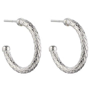 Beginnings Textured Medium Hoop Earrings - Silver