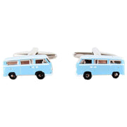 David Van Hagen Campervan Cufflinks - Blue/Silver