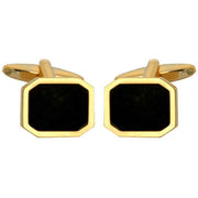 David Van Hagen Gold Plated Onyx Hexagon Cufflinks - Black/Gold