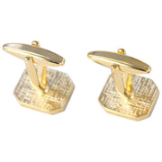 David Van Hagen Gold Plated Onyx Hexagon Cufflinks - Black/Gold