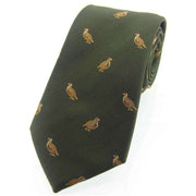 David Van Hagen Grouse Woven Country Silk Tie - Green