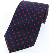 David Van Hagen Polka Dot Silk Twill Tie  - Navy/Red