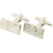 David Van Hagen Rectangle Engraved Cufflinks - Silver