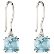 Elements Silver Cushion Topaz Earrings - Silver/Blue