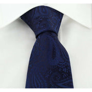 Michelsons of London Tonal Paisley Polyester Tie - Navy