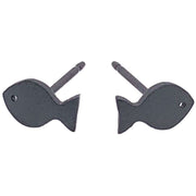 Ti2 Titanium Fish 7mm Stud Earrings - Black