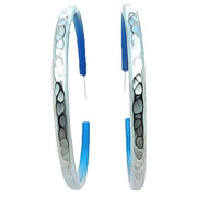 Ti2 Titanium Ripple Hoop Earrings - Light Blue