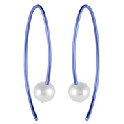 Ti2 Titanium Small Stem Pearl Earrings - Navy