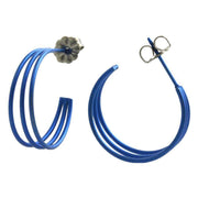 Ti2 Titanium Three Strand Hoop Earrings - Navy Blue